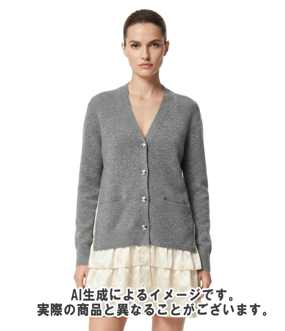 LOUIS VUITTON 長袖 裾フリル ドッキング ニットカーディガン ECC-W09 レディース SIZE S ルイ・ヴィトン