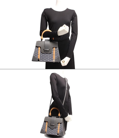 ゴヤール レザー ハンドバッグ ショルダーバッグ シルバー金具 サイゴンPM ゴヤールディンキャンバス & クラムシーカウハイド SAIGOBPMLTY51CL51P