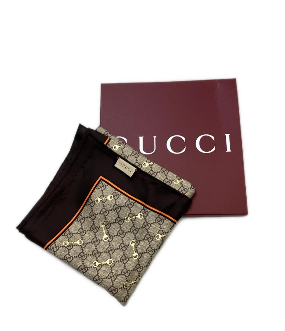 美品 グッチ スカーフ シルク100% GGホースビット 662576 3G001 レディース GUCCI