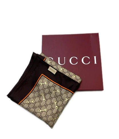 美品 グッチ スカーフ シルク100% GGホースビット 662576 3G001 レディース GUCCI