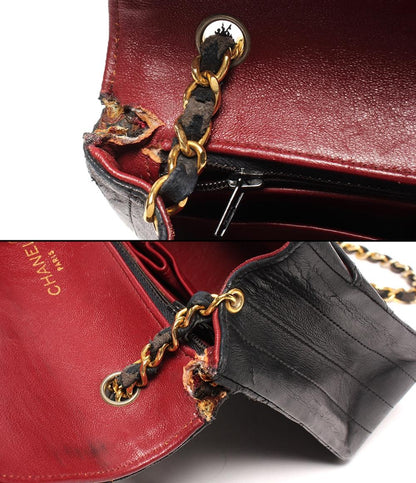 訳あり シャネル チェーンショルダーバッグ シングルチェーン ラムスキン ゴールド金具 肩掛け マトラッセ レディース CHANEL