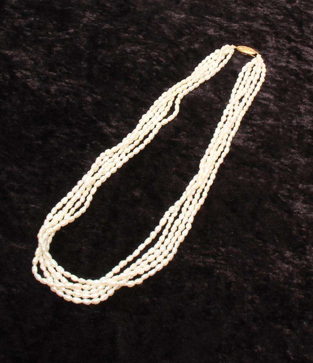 美品 5連ネックレス 淡水パール レディース