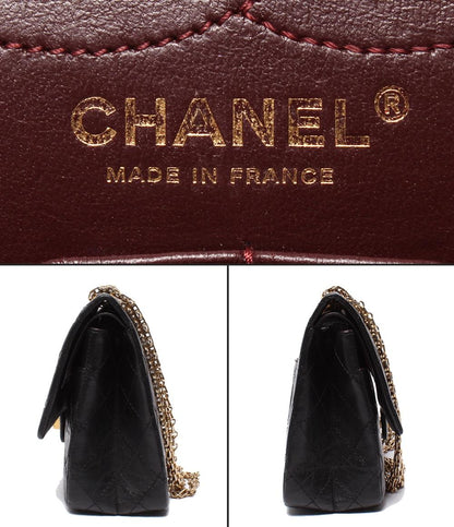 CHANEL チェーンショルダーバッグ 2.55 ダブルフラップ ダブルチェーン マトラッセ ラムスキン ゴールド金具 レディース シャネル