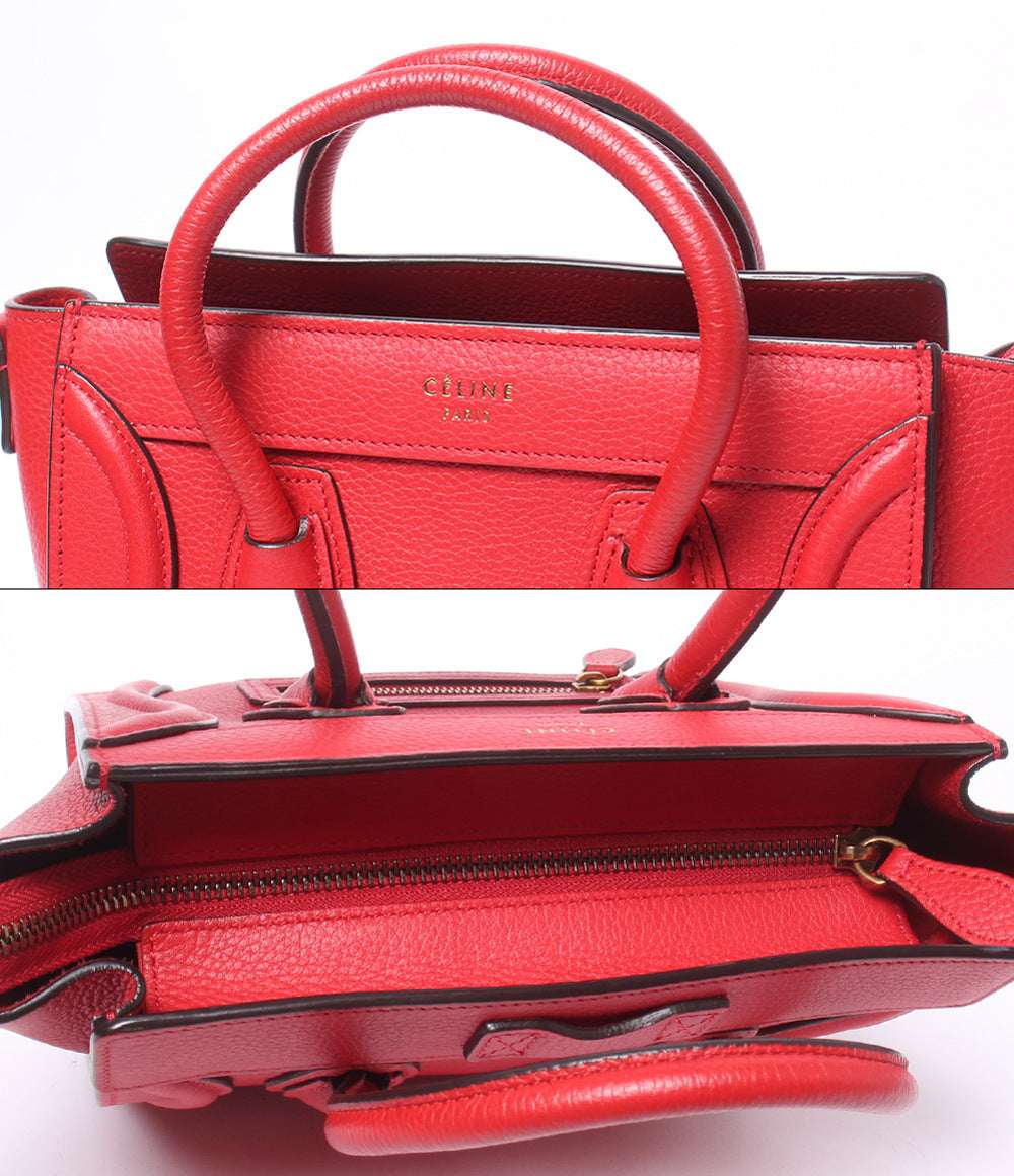 美品 CELINE 2WAY ハンドバッグ ショルダーバッグ 肩掛け 斜め掛け ラゲージ ナノ 168243 レディース セリーヌ