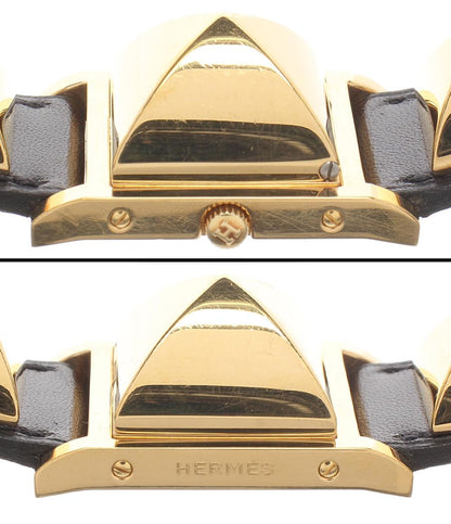 HERMES 腕時計 〇X刻印 メドール クオーツ ホワイト レディース エルメス