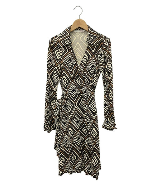 美品♡DVF　シルク　花柄レースプリント　ラップワンピース　カシュクール　US4 DVF シルクラップワンピ 4 美品♡DVF 高級シルク 花柄レースプリント