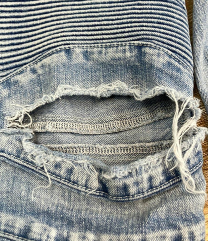 BALMAIN 蛇腹バイカーデニムパンツ ダメージ加工 メンズ SIZE 28 (S) バルマン