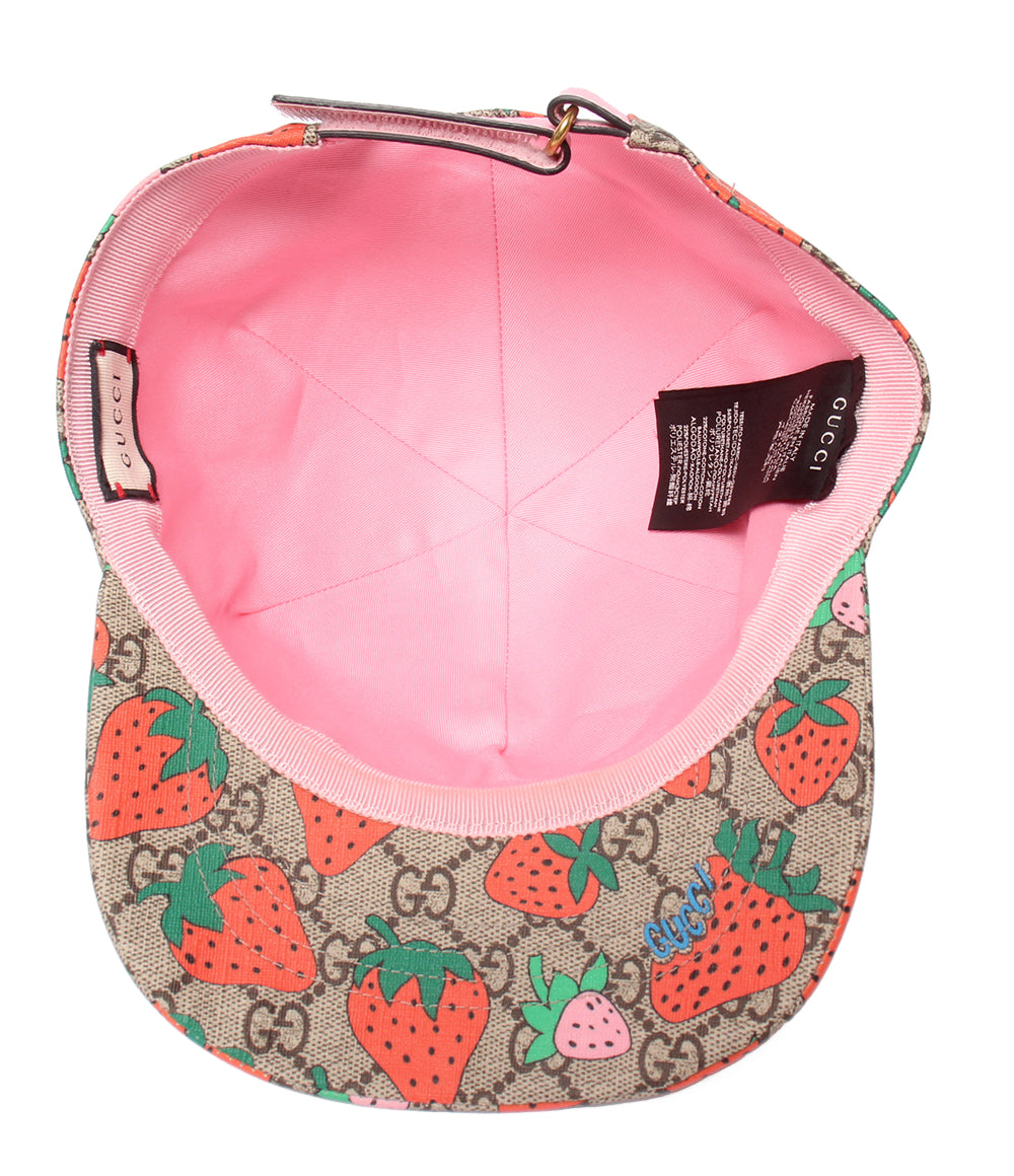 GUCCI キャップ ストロベリー マジックテープ式 GGスプリーム 517074 584412 レディース グッチ