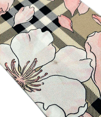 BURBERRY スカーフ Floral Check Silk Skinny Scarf フローラル チェック シルク スキニースカーフ レディース バーバリー
