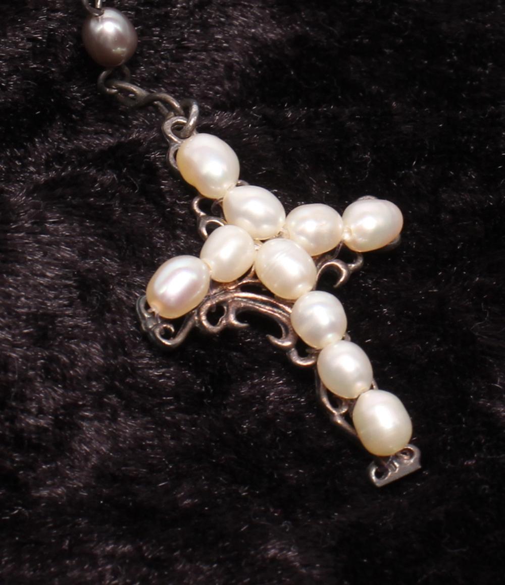 K.T ネックレス 淡水パール クロスモチーフ レディース