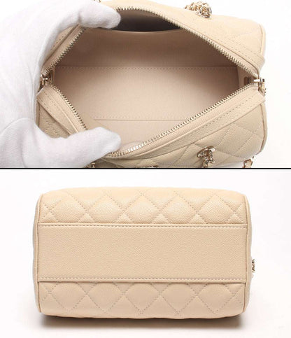 美品 CHANEL 2WAYチェーンショルダーバッグ ミニボストンバッグ 斜め掛け ゴールド金具 キャビアスキン マトラッセ レディース シャネル