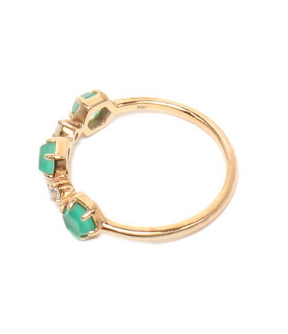 美品 agete リング 指輪 K10 ラインストーン レディース SIZE 9号 アガット