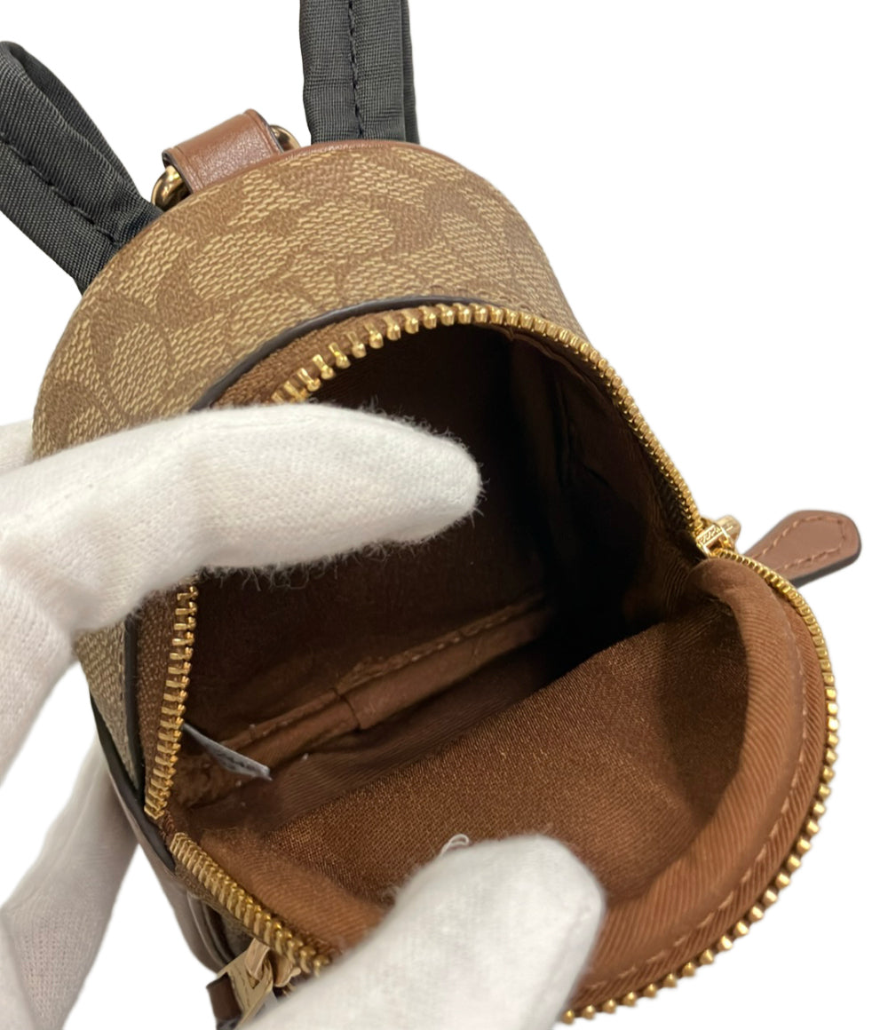 美品 COACH バッグチャーム リュック型 小物入れ CX066 シグネチャー レディース コーチ