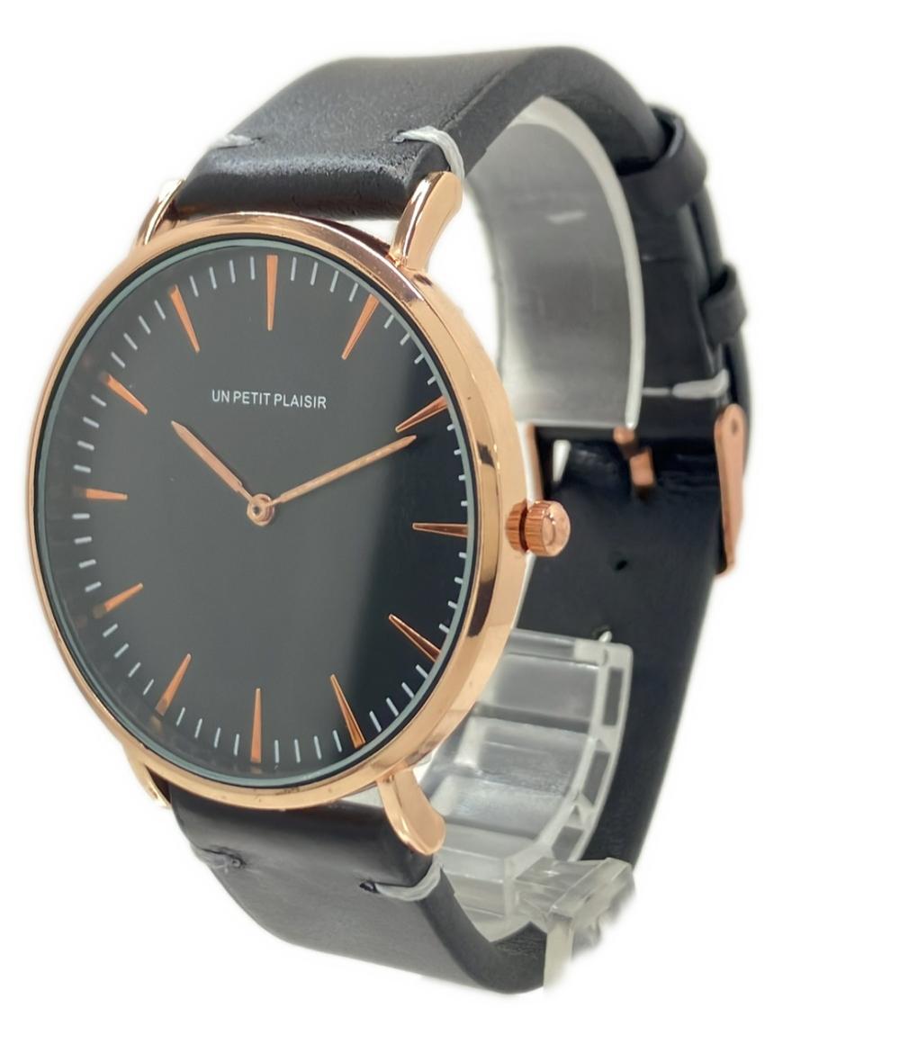 腕時計 クオーツ ブラック メンズ UN PETIT PLAISIR