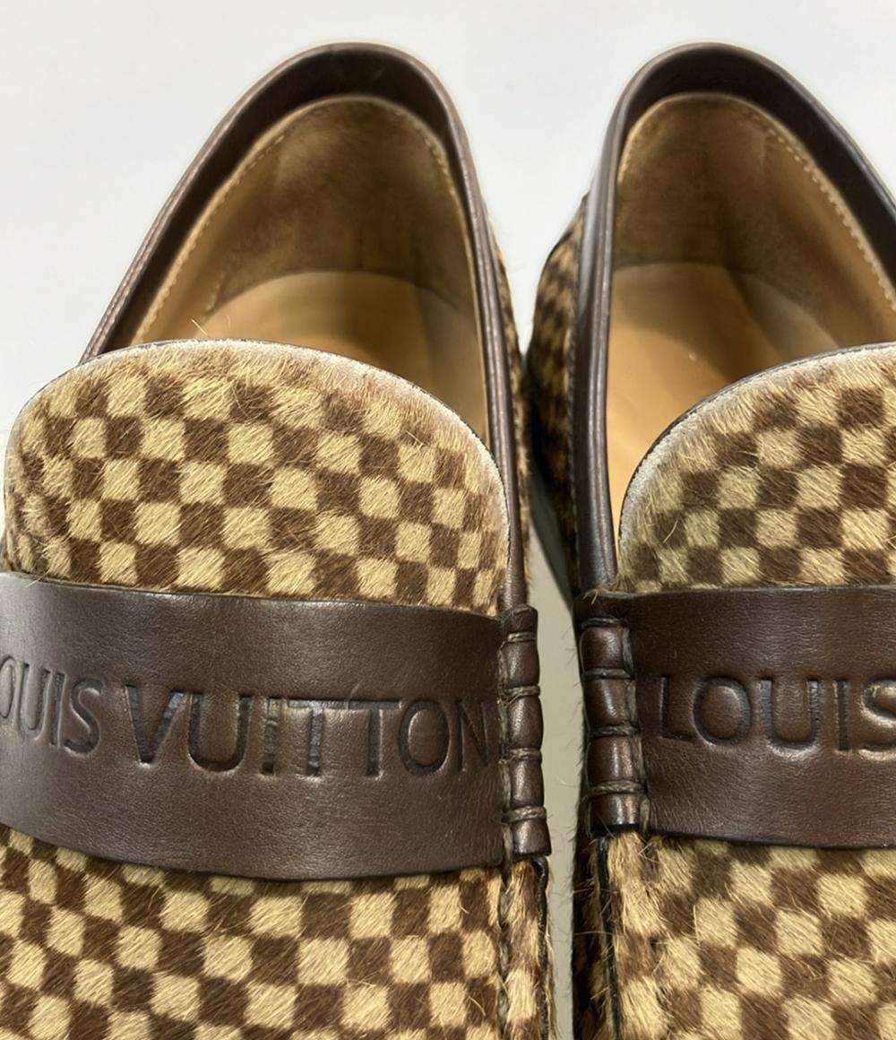 ルイ・ヴィトン ハラコ ローファー ダミエ柄 メンズ SIZE 6 1/2 (S) LOUIS VUITTON