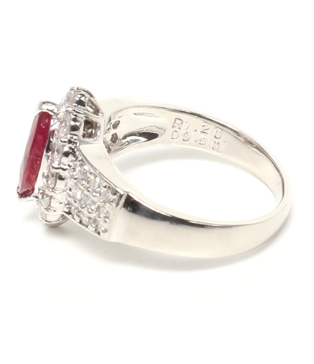 美品 リング 指輪 Pt900 ルビー 1.20ct ダイヤ 0.90ct レディース SIZE 13号