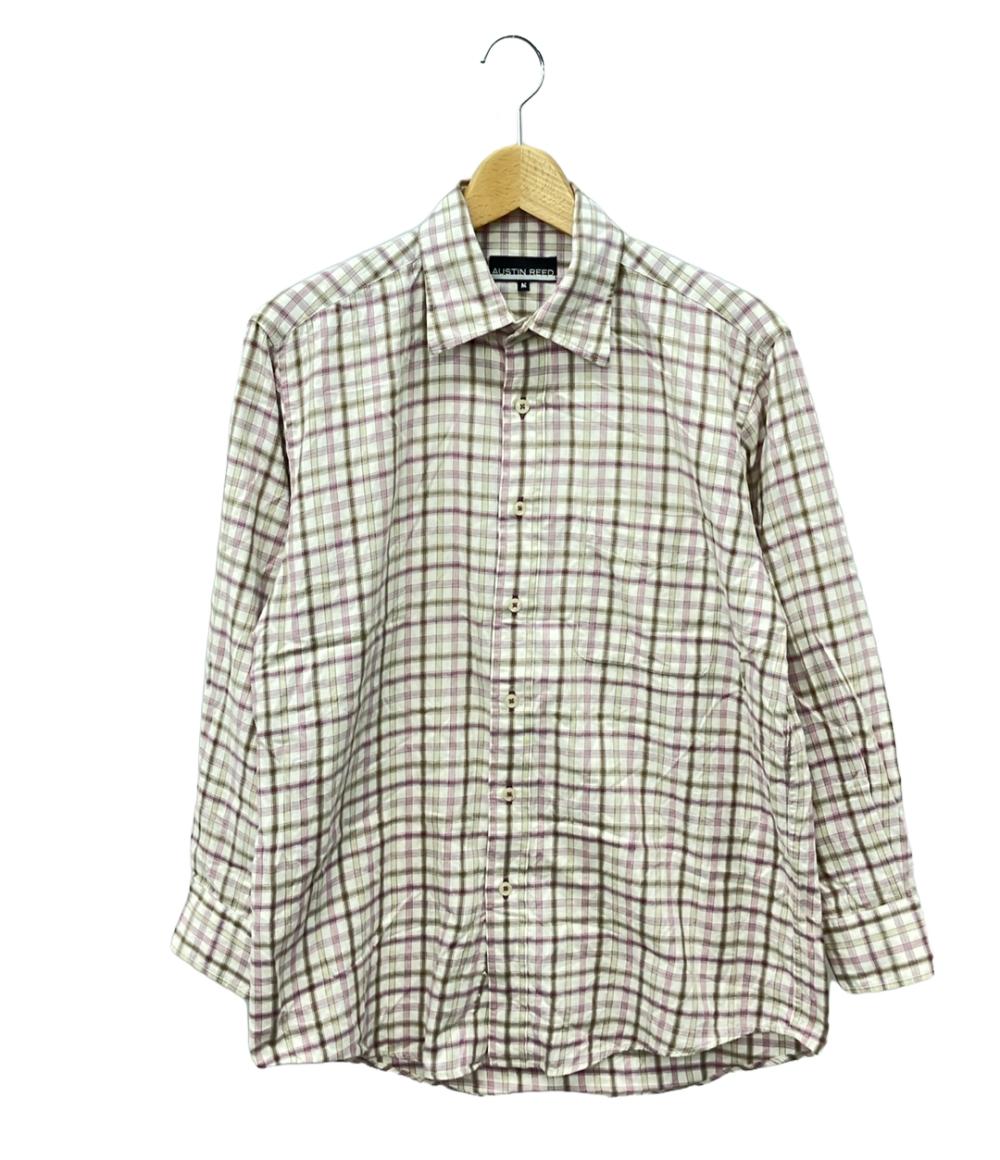 美品 オースチンリード ウール混チェック柄ワイドカラー長袖シャツ メンズ SIZE M (M) Austin Reed