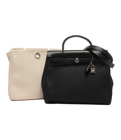 HERMES 2wayハンドバッグ ショルダーバッグ  斜め掛け トワルGM □G刻印 エールバッグPM レディース エルメス