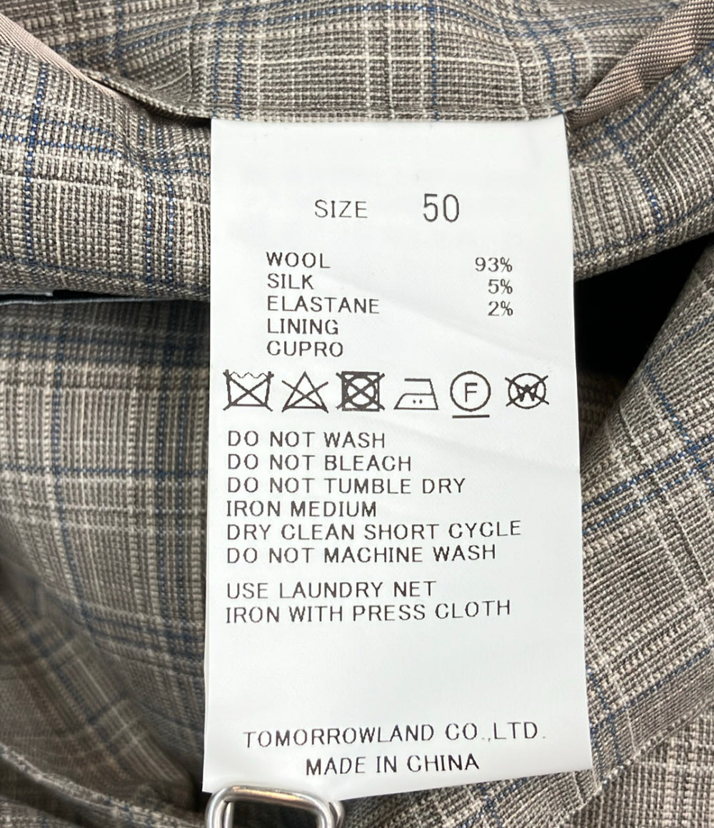美品 TOMORROWLAND テーラードジャケット チェック メンズ SIZE 50 (XL) トゥモローランド