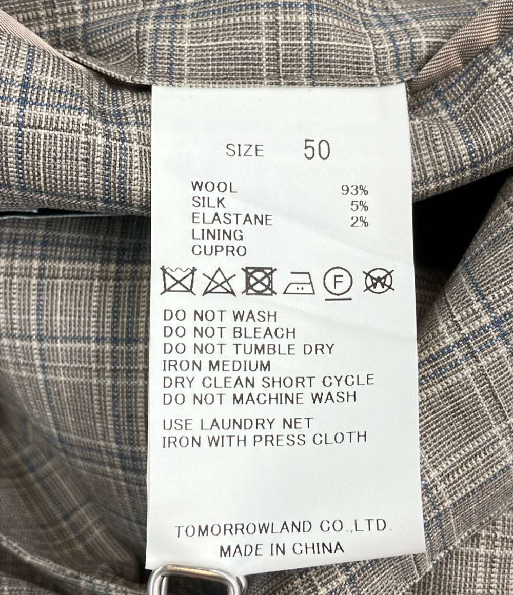 美品 TOMORROWLAND テーラードジャケット チェック メンズ SIZE 50 (XL) トゥモローランド