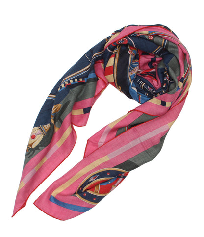 美品 HERMES 大判ストール スカーフ VOITURES EN EQUILIBRE 精巧な馬車 レディース エルメス