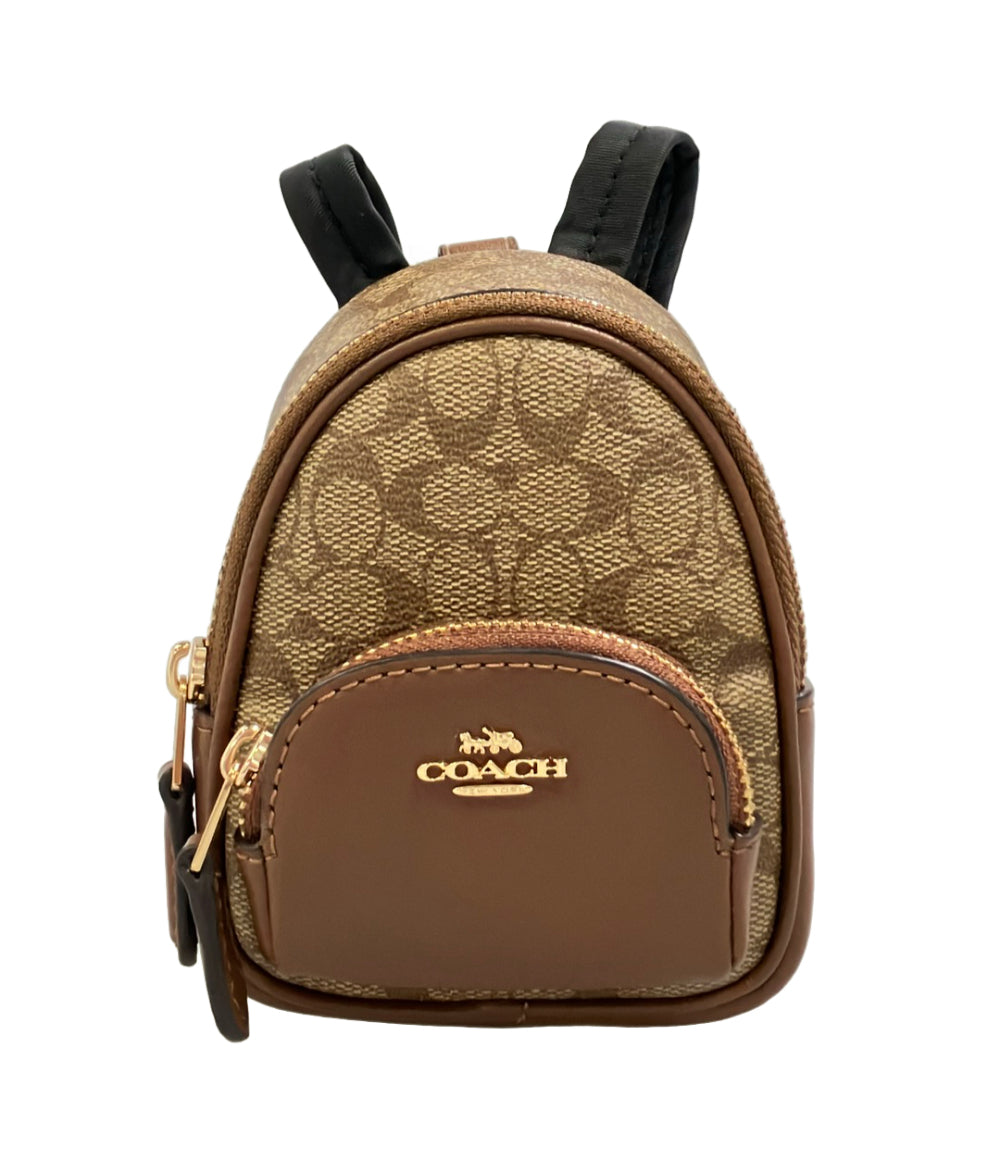 美品 COACH バッグチャーム リュック型 小物入れ CX066 シグネチャー レディース コーチ