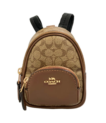美品 COACH バッグチャーム リュック型 小物入れ CX066 シグネチャー レディース コーチ