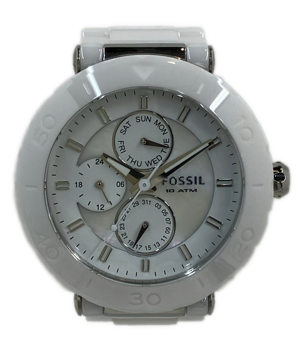 美品 FOSSIL 腕時計 クオーツ シェル CE1000 レディース フォッシル