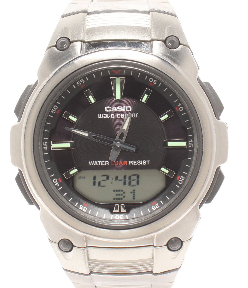 美品 CASIO 腕時計 電池電波 ウェーブセプター クオーツ WVA-109HJ メンズ カシオ