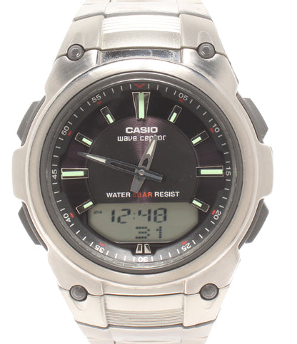 美品 CASIO 腕時計 電池電波 ウェーブセプター クオーツ WVA-109HJ メンズ カシオ