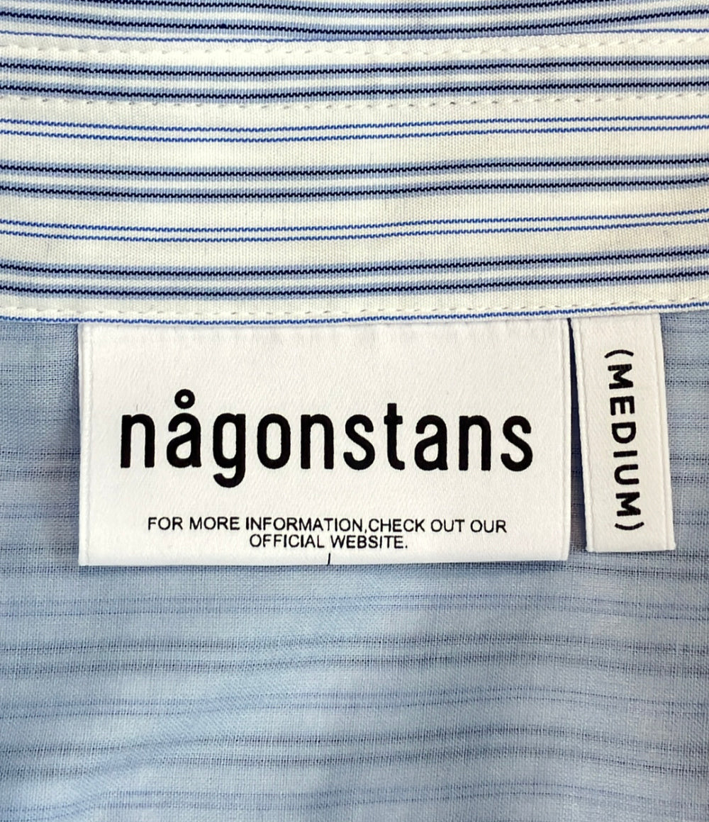 nagonstans 長袖 ストライプ バイカラー ポケット シャツ レディース SIZE M ナゴンスタンス