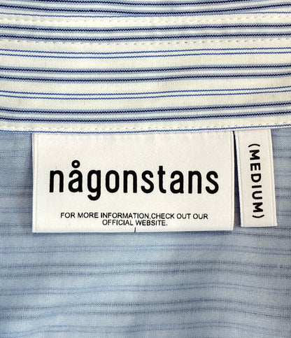 nagonstans 長袖 ストライプ バイカラー ポケット シャツ レディース SIZE M ナゴンスタンス