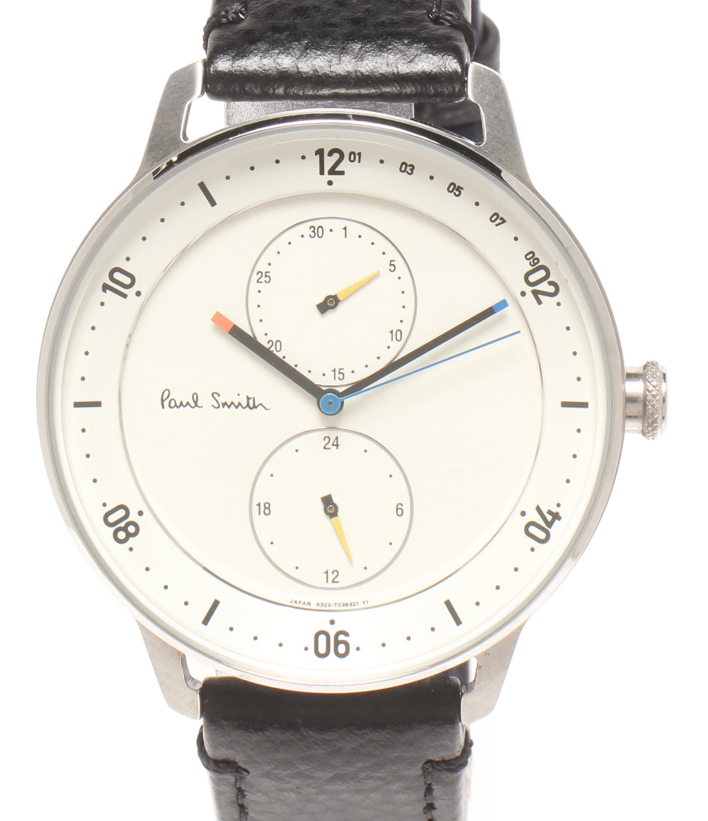 美品 Paul Smith 腕時計 チャーチストリート クオーツ ホワイト 6223-T024041 メンズ ポール・スミス