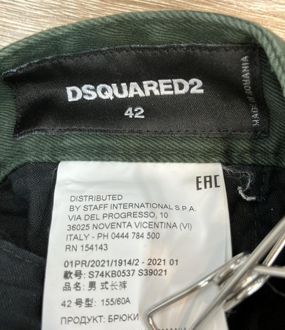 DSQUARED2 カーゴパンツ ダークグリーン ボタンフライ ダメージ加工 メンズ SIZE 42 (XS) ディースクエアード