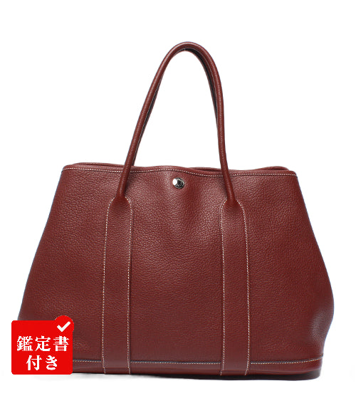 美品 HERMES トートバッグ ハンドバッグ □O刻印 シルバー金具 ガーデンパーティ PM レディース エルメス