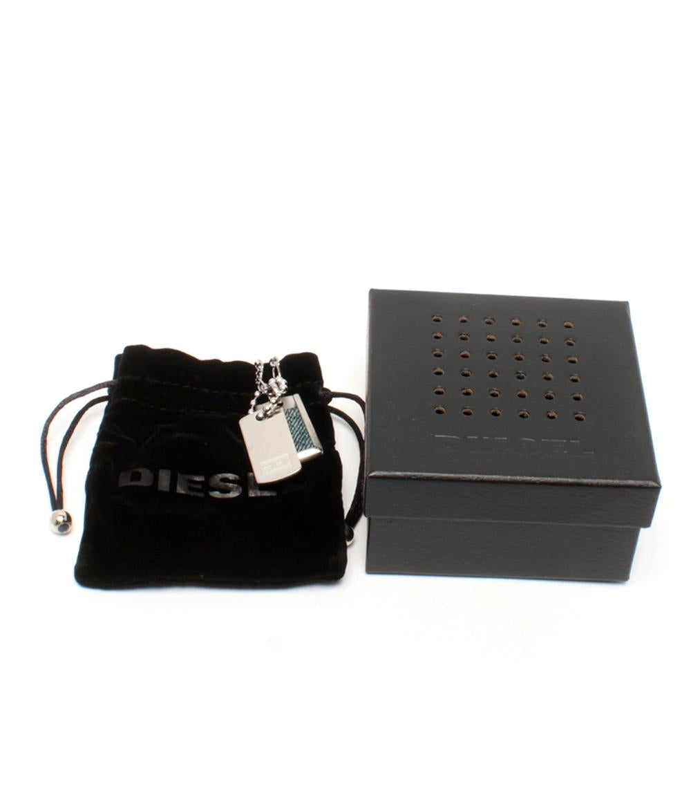 美品 DIESEL ネックレス ダブルタグ プレート デニム ロゴ メンズ ディーゼル