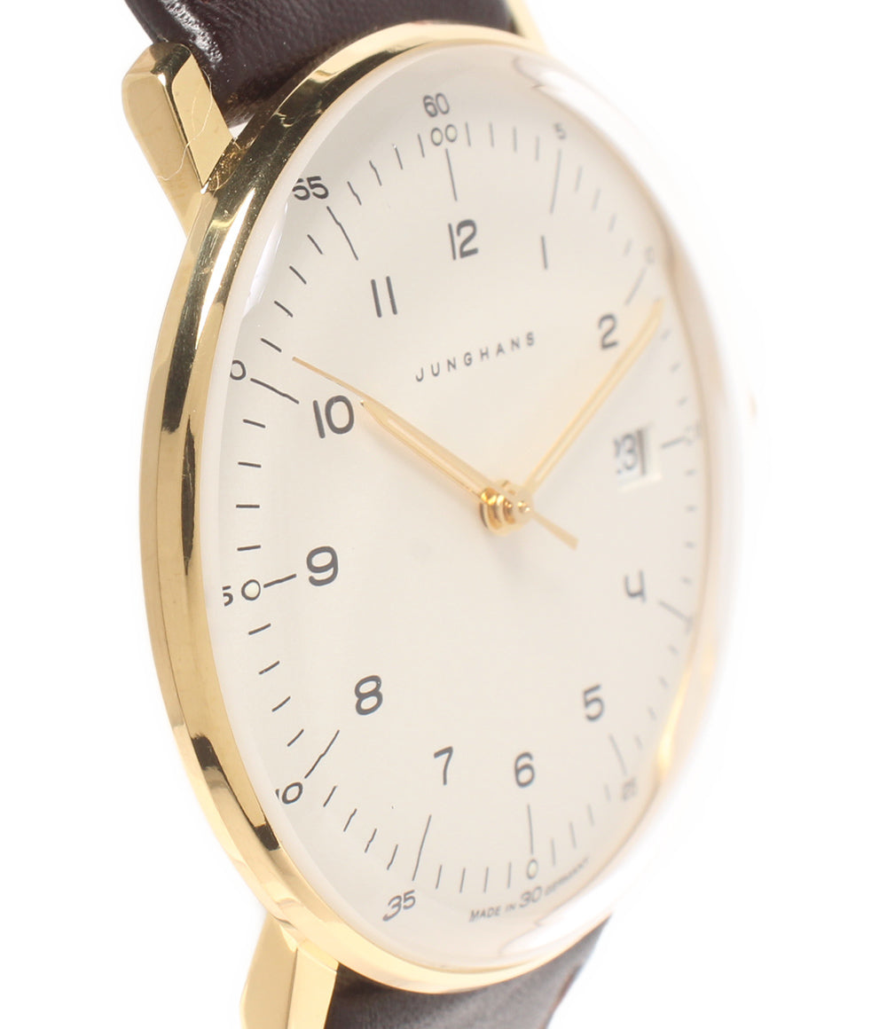 美品 JUNGHANS 腕時計 マックスビル クオーツ 041/7872.02 メンズ ユンハンス