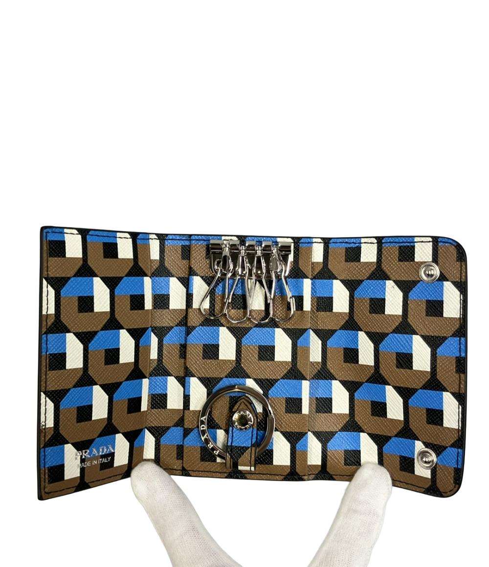 美品 PRADA 4連キーケース キーリング付き サフィアーノ 1PG004 メンズ レディース プラダ
