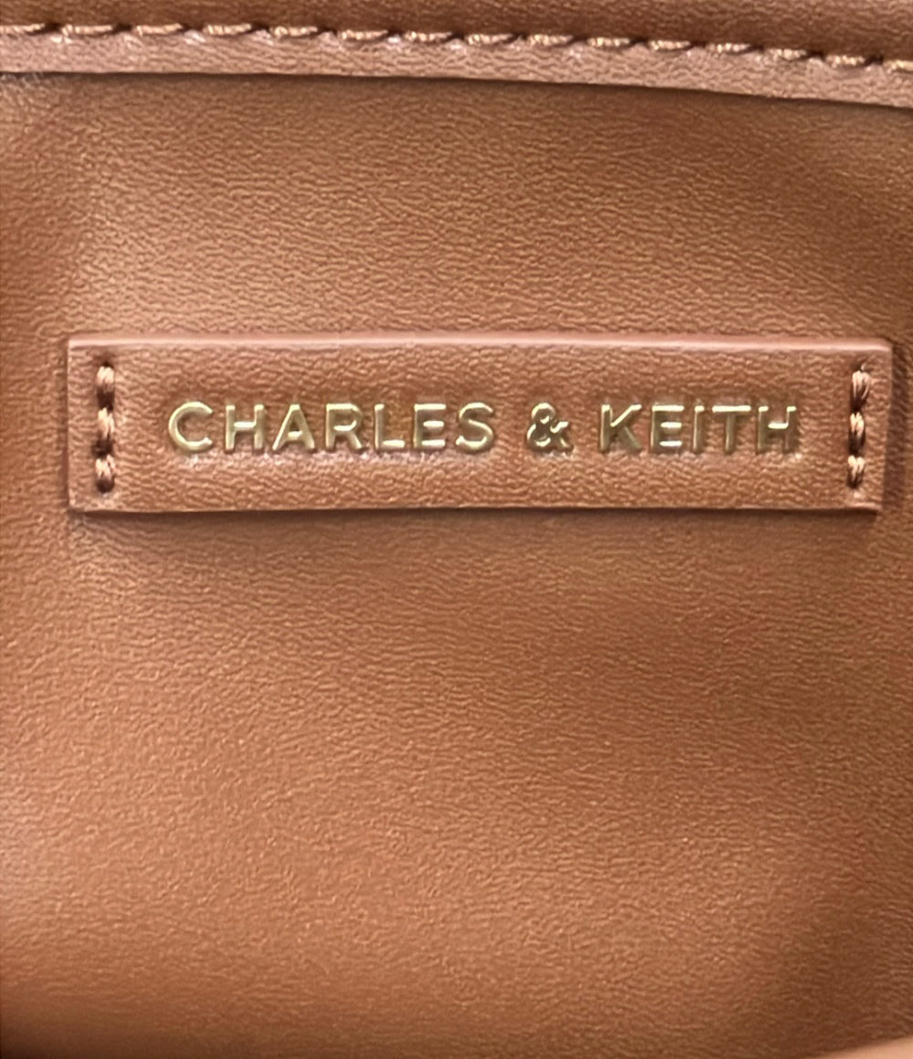 美品 CHARLES&KEITH トートバッグ ショルダーバッグ 2WAY 斜め掛け キャンバス レザー レディース チャールズ＆キース