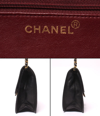 CHANEL チェーンショルダーバッグ プッシュロック ラムスキン ゴールド金具 肩掛け マトラッセ レディース シャネル