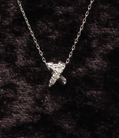 美品 ネックレス K18WG ダイヤ 0.07ct レディース