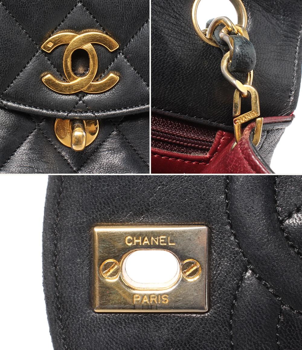 CHANEL チェーンショルダーバッグ シングルチェーン ラムスキン ゴールド金具 0番台 マトラッセ レディース シャネル