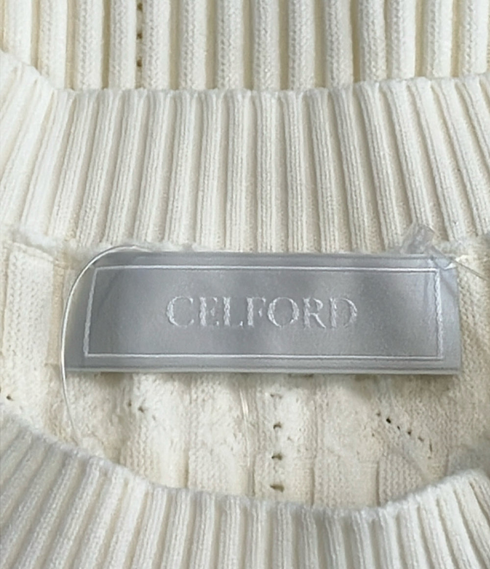 美品 CELFORD 半袖ワンピース ディフォメーションニット CWNO261090 レディース SIZE 38 (M) セルフォード