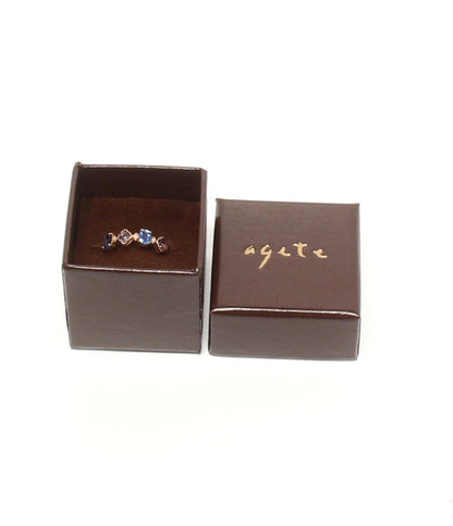 美品 agete リング 指輪 K10 アメジスト カイヤナイト ラブラドライト ダイヤ0.012ct レディース SIZE 11号 アガット
