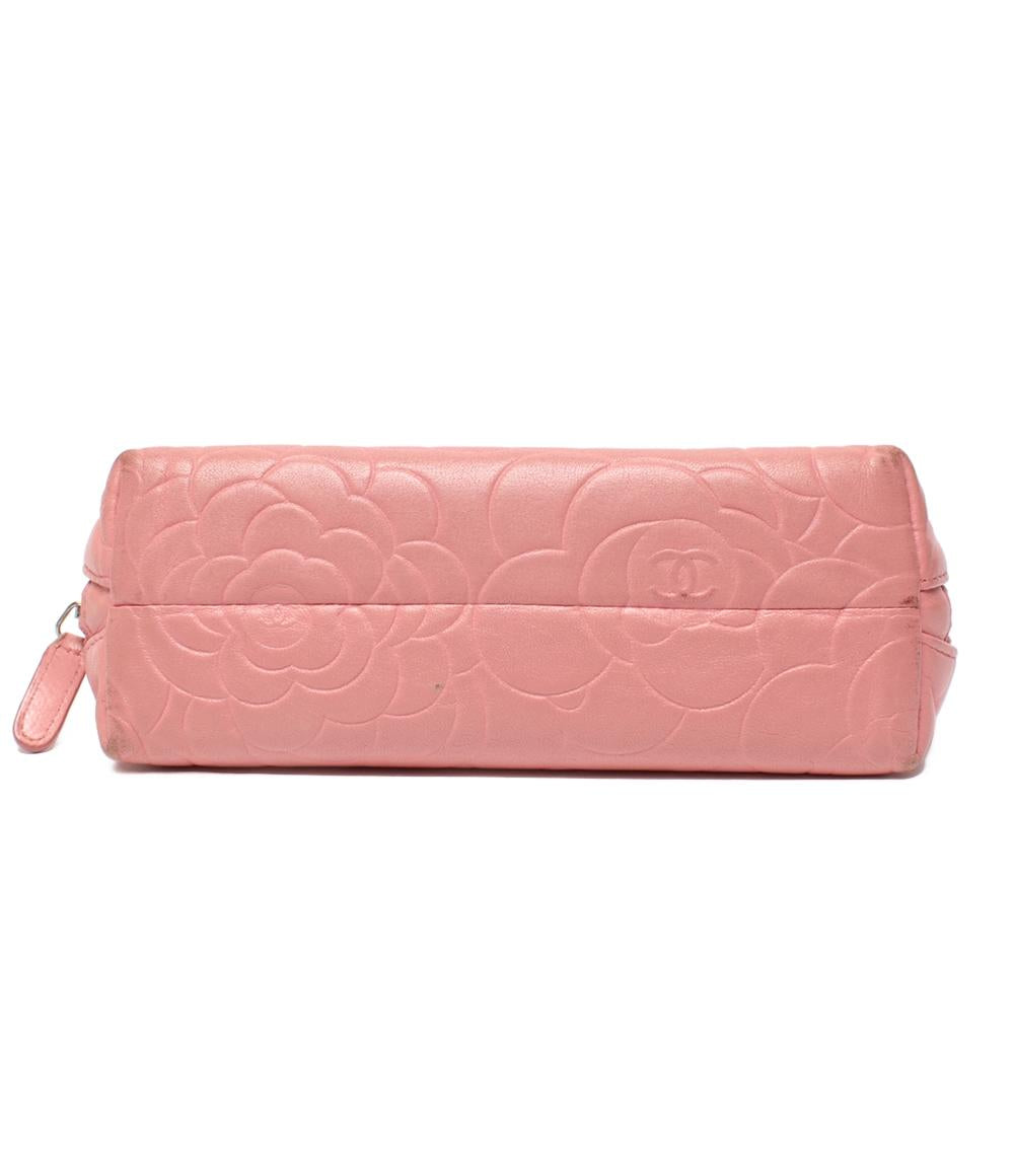 CHANEL ポーチ カメリア ラムスキン シルバー金具 レディース シャネル