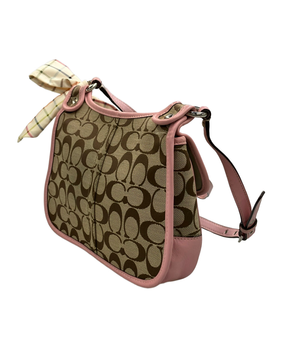 美品 コーチ ショルダーバッグ 斜め掛け リボン シグネチャー F13791 レディース COACH COACH - 美品 コーチ ショルダーバッグ 斜め掛け リボン シグネチャー