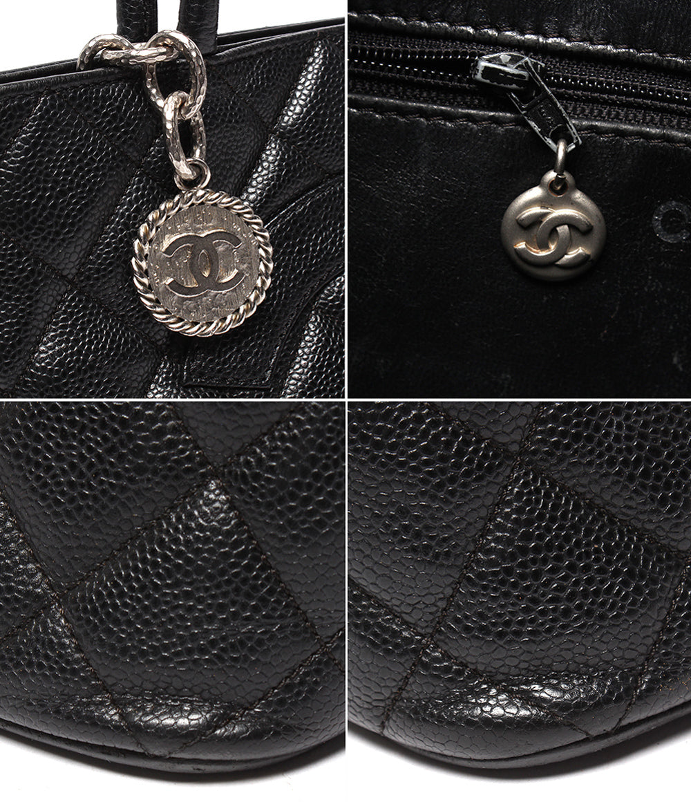 CHANEL トートバッグ ハンドバッグ シルバー金具 6番台 マトラッセ キャビアスキン 復刻 ココマーク A01804 レディース シャネル