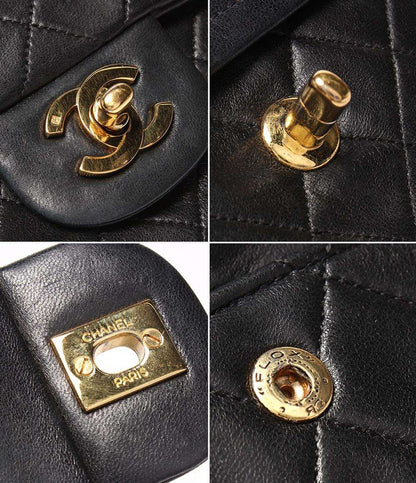 CHANEL チェーンショルダーバッグ ダブルフラップ Wチェーン ゴールド金具 カーフスキン マトラッセ 23 レディース シャネル