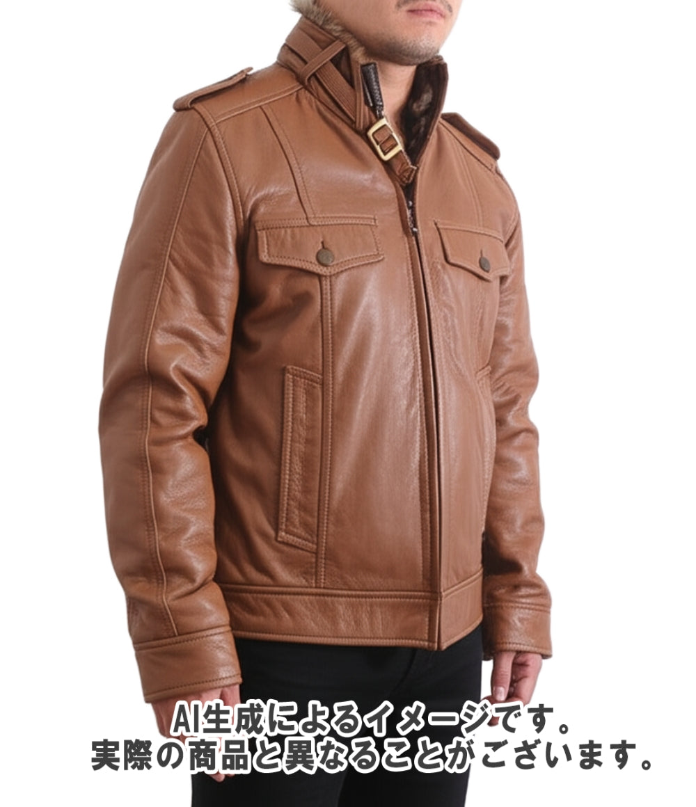 ドルチェ＆ガッバーナ シープスキン 本革 レダブルブレスト レザージャケット DOLCE&GABBANA - 極美品 ドルチェ&ガッバーナ DOLCE&GABBANA