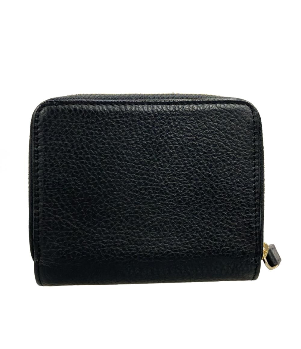 【美品・箱付き】　アニエスベー　折り財布　黒　シボ革　金具ロゴ　シンプル 美品✨ アニエスベー 3つ折り財布 黒☓グレージュ レザー 金具ロゴ